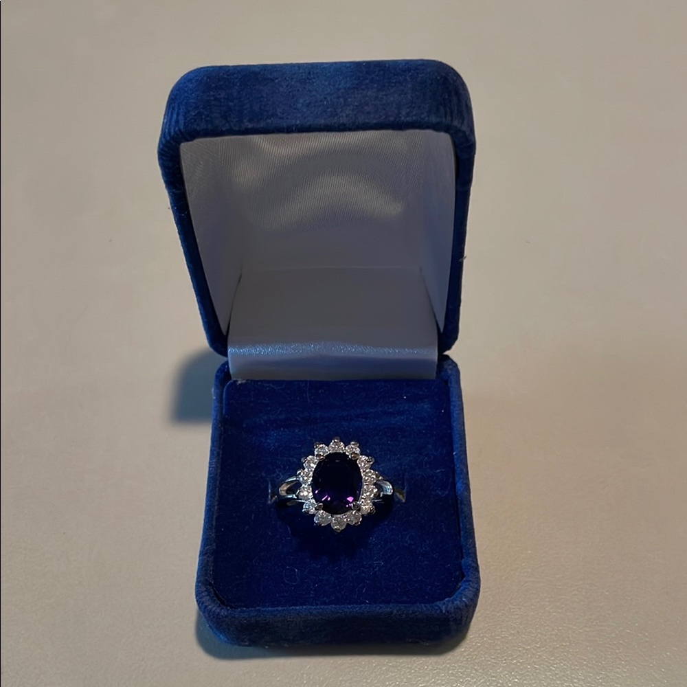 Stunning Silver Ring with Deep Purple Gemstone